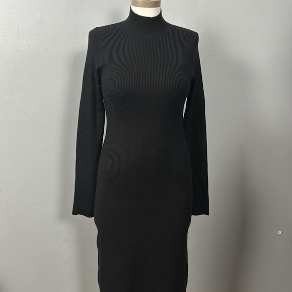 Mango Women’s Black Soft Stretchy Rib Body-con Dress size 10 - Picture 2 of 13